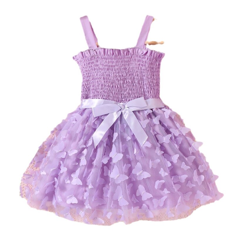 3D butterfly mesh fluffy princess suspender dress