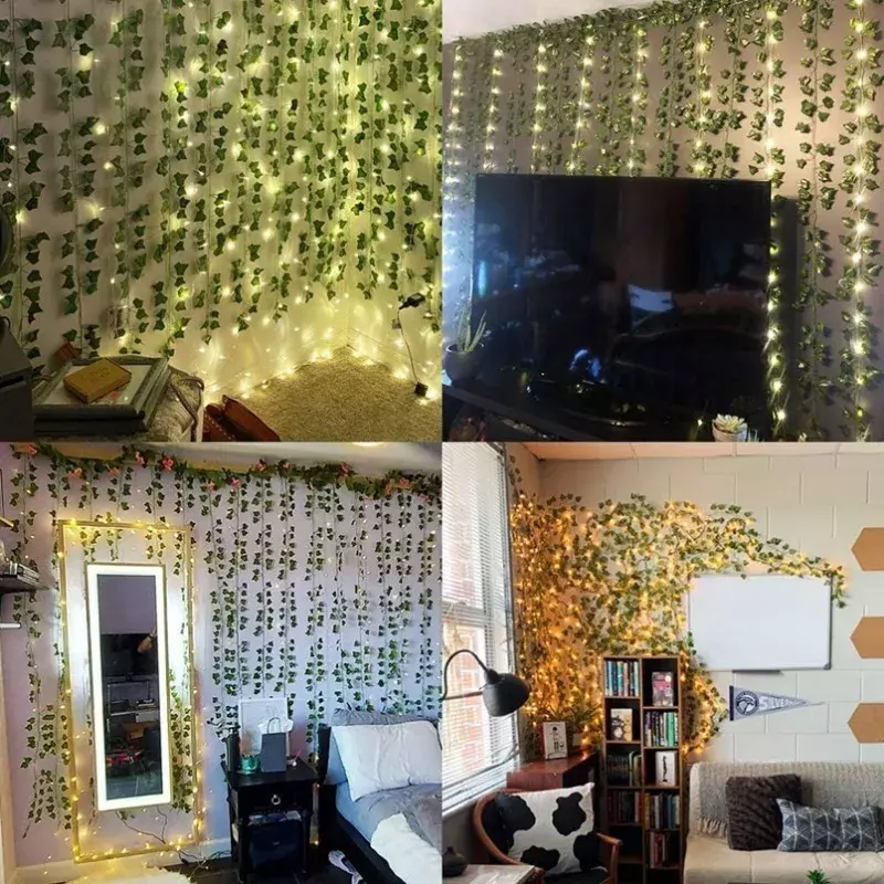 1Pcs 210Cm Green Silk Artificial Hanging Christmas Garland Plants Vine Leaves Diy Home Wedding Party Bathroom Garden Decoration