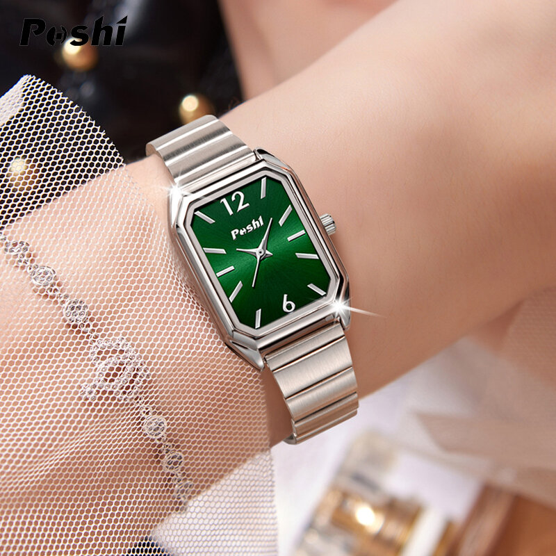 POSHI elegancki zegarek damski luksusowy zegarek kwarcowy moda na co dzień prosta tarcza biznes bransoletka damska wodoodporny darmowa wysyłka