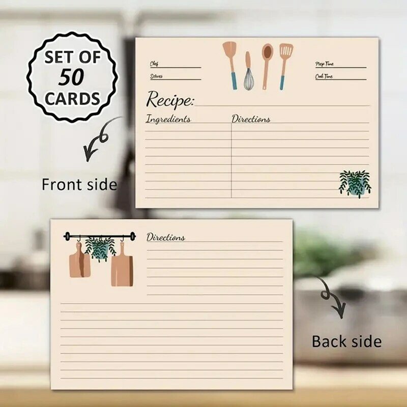 Recipe Cards Set 4X6inches Of 100 Double Sided Thick Cardstock Blank Recipe Cards Set Kit For Mom, Sister, Daughter, Friend Gift