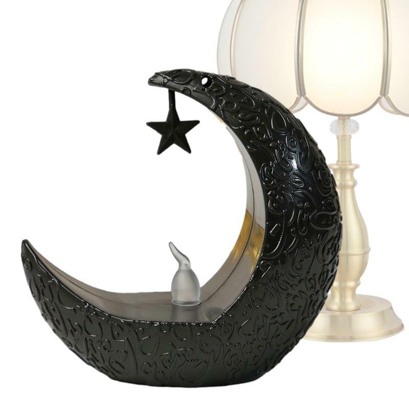 Luz de mesa con forma de Luna y Estrella, candelabro elegante con batería para vacaciones, Eid