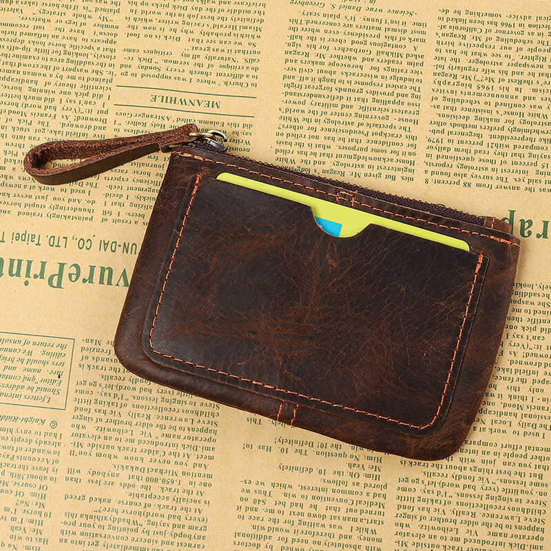 Mode Vintage Frauen Männer Kinder Mini Damen Doppel-reißverschluss Geldbörse Multifunktionale Kleine Kreditkarte Halter Schlüssel Ring Brieftasche