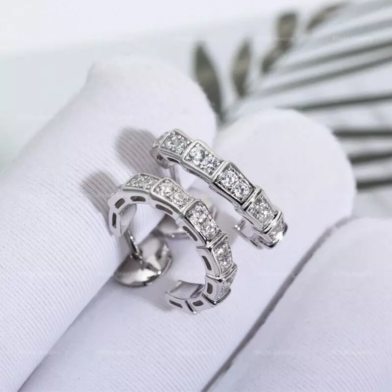 Classic 925 Sterling Silver Zircon Snake Bone Earrings for Women's Elegant Fashion Brand Luxury Jewelry Banquet Gift