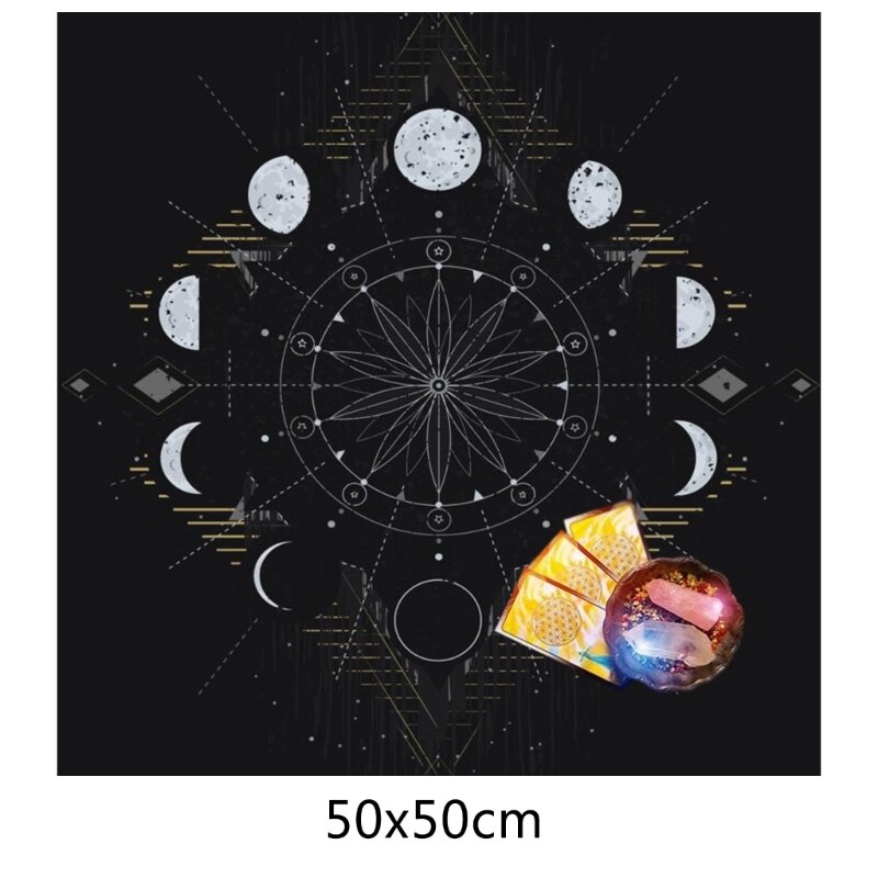 Divinations Card Table Cloth Tapestry Moon Phases Tarot Card Tablecloth