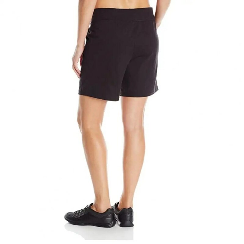 Shorts de bolso frente e verso feminino, bolsos laterais com cintura com cordão para ioga, monocromático, elegante, verão