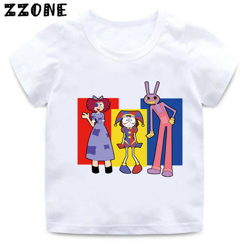 Лидер продаж, удивительные детские футболки с цифровой цирковой графикой, одежда для девочек, футболки для маленьких мальчиков, летние детские топы, ooo5871