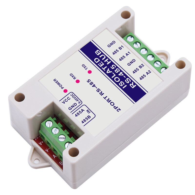 Repetidor de aislamiento fotoeléctrico, amplificador de señal Industrial RS485 Hub de 2 canales, protección contra rayos antiinterferencias, 485