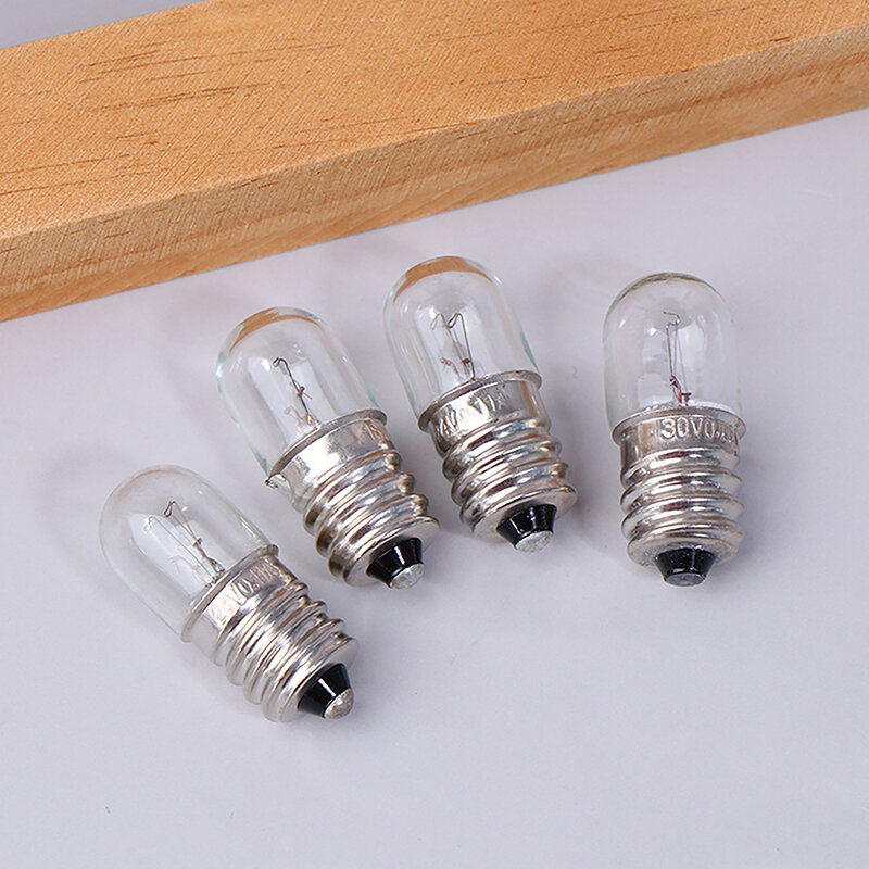 Mini Lâmpada para Luz Indicadora, Pequeno Parafuso Baseado Bulbo, Teste, Experiência, Ensino, Lanterna Substituir, E12, 18V, 24V, 28V, 30V
