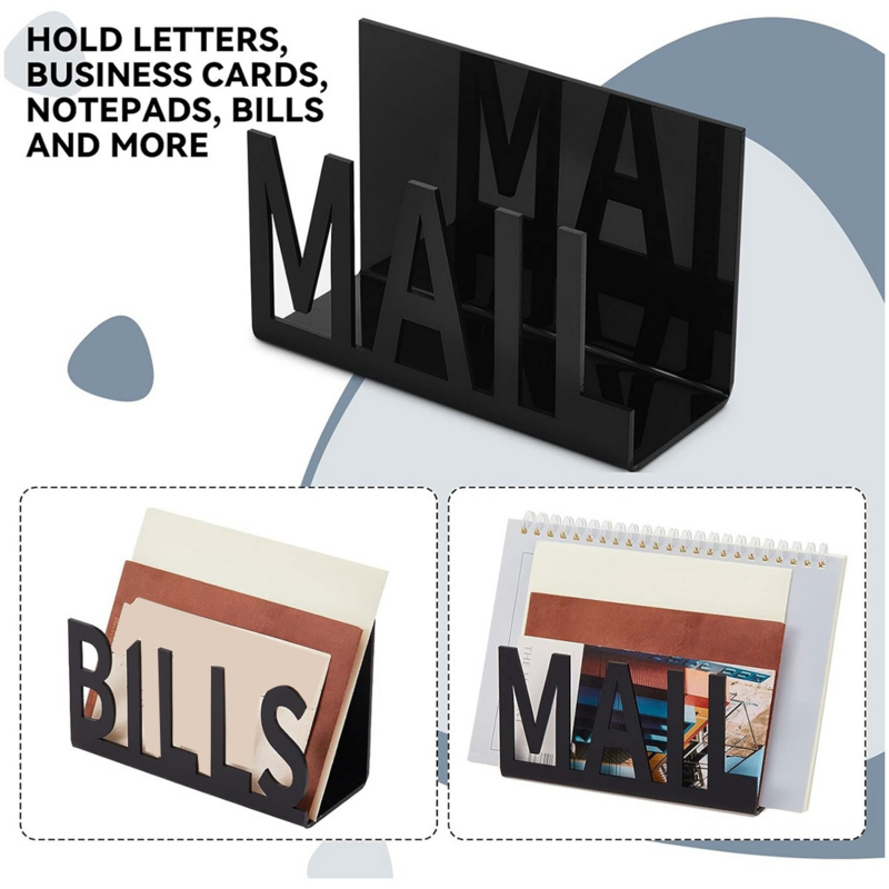 Acrílico Desk Mail Letter Holder, casa, quarto, escritório, organizador Envelope, arquivo Book Rack