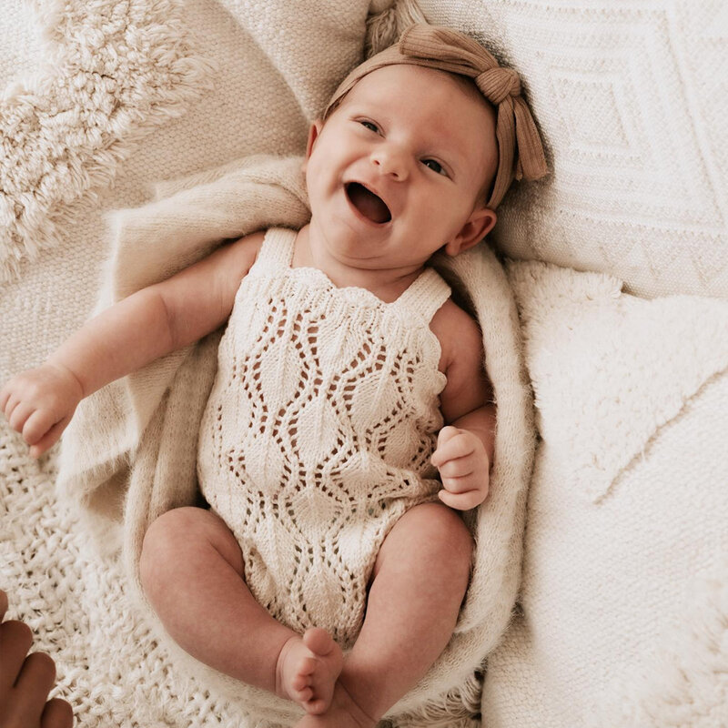 Neugeborene Requisiten für die Fotografie Baumwoll material aushöhlen Stricken Säugling Baby Mädchen Overall Neugeborenen Baby Mädchen Overall