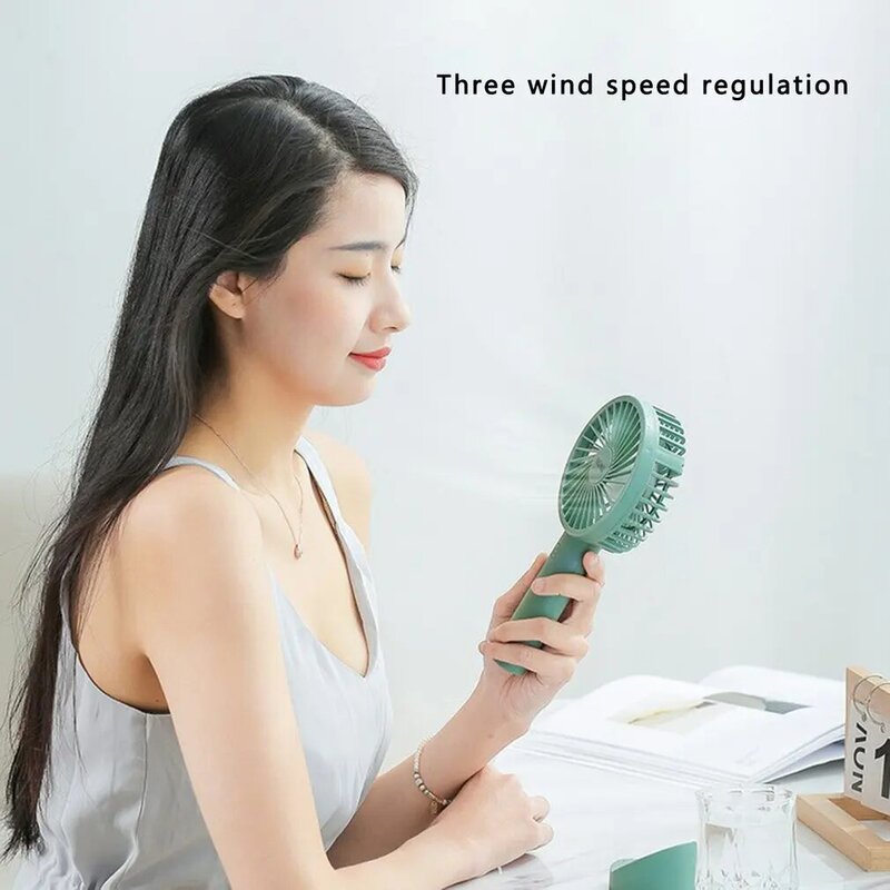 Mini Handheld Fan Portable USB Rechargeable Battery Cooling Fan Desktop With Base 3 Modes For Travel Outdoor