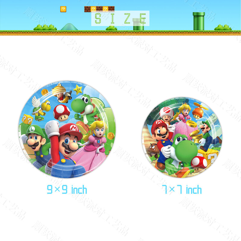 Super Mario Birthday Party Supplies Disposable Plate Paper Tissue Knife Fork Large Table Cloth Holiday Wedding Party Decoration