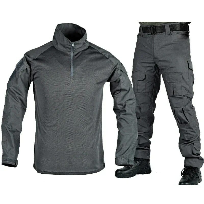 Conjunto de calças masculinas resistentes ao desgaste, camisas ao ar livre, vários bolsos, secagem rápida, treinamento masculino, 2 peças