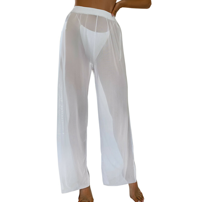 Pantalones de malla con volantes para mujer, ropa de playa, Bikini envolvente brillante, ropa de baño con volantes, 2022