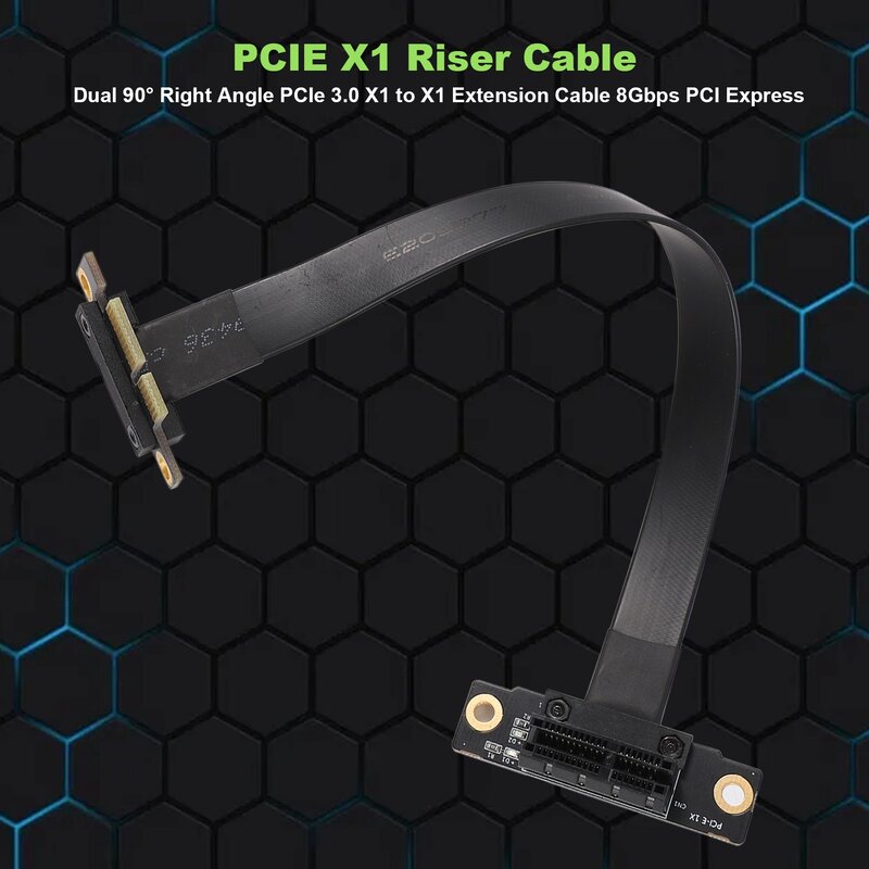 PCIE X1 라이저 케이블, 듀얼 90 도 직각, PCIe 3.0 X1 to X1 익스텐션 케이블, 8Gbps PCI 익스프레스 1X 라이저 카드, 20cm