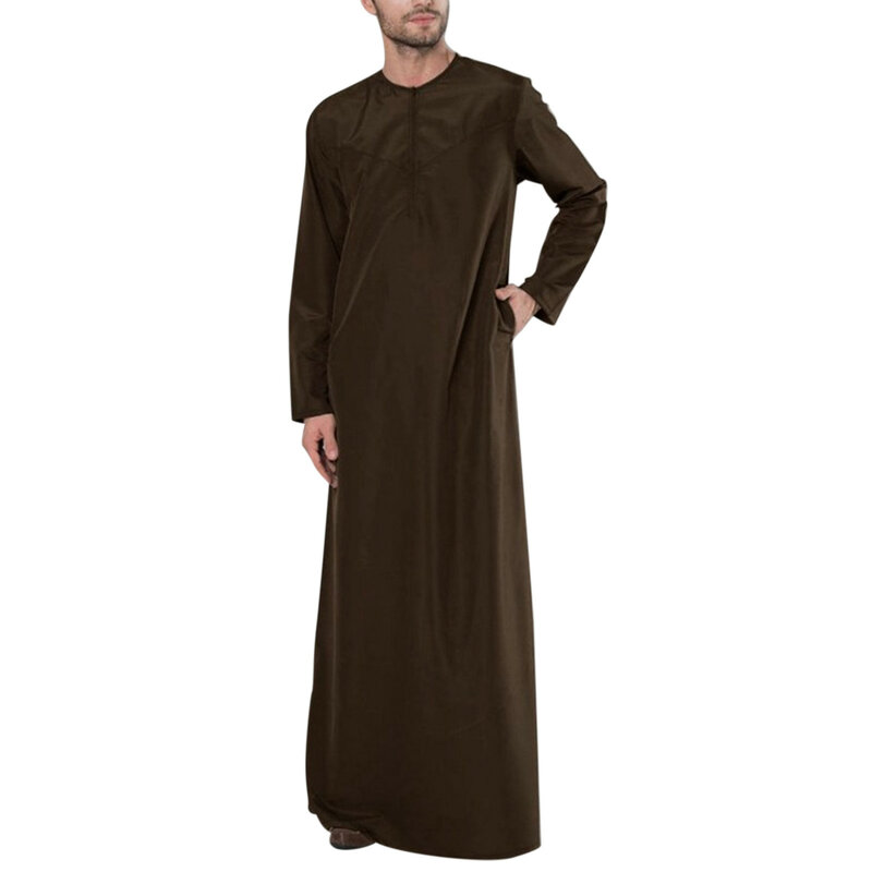Lengan Panjang Aman Abaya Jubba Thobe untuk Pria Kaftan Pakistan Muslim Arab Saudi Pakaian Islami Pakaian Doa Afgan