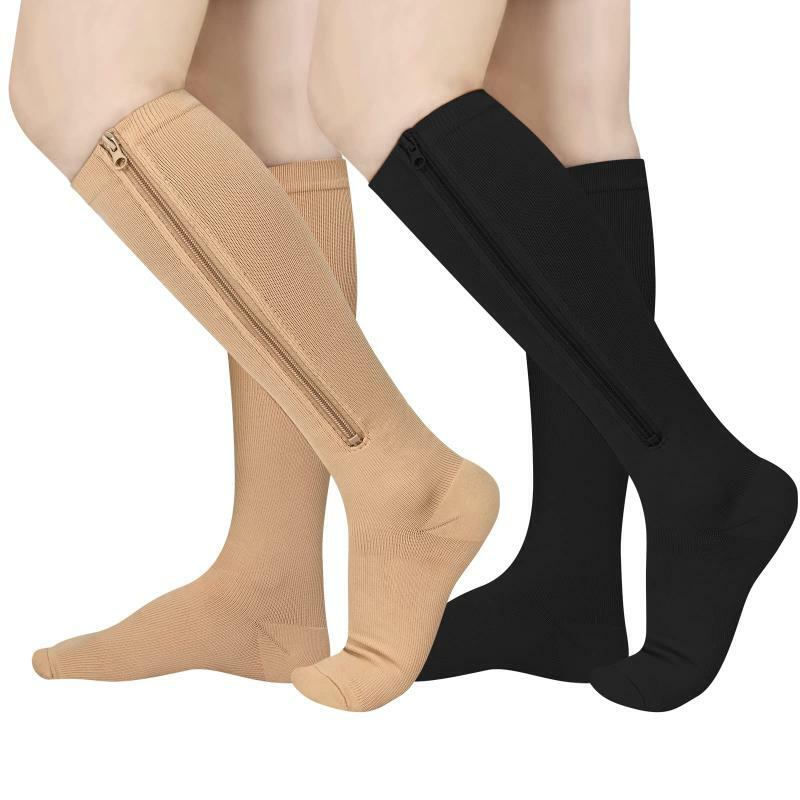 Kaus kaki kompresi ritsleting medis Pria Wanita kaus kaki tekanan jari tertutup nilon elastisitas tinggi untuk Edema varises