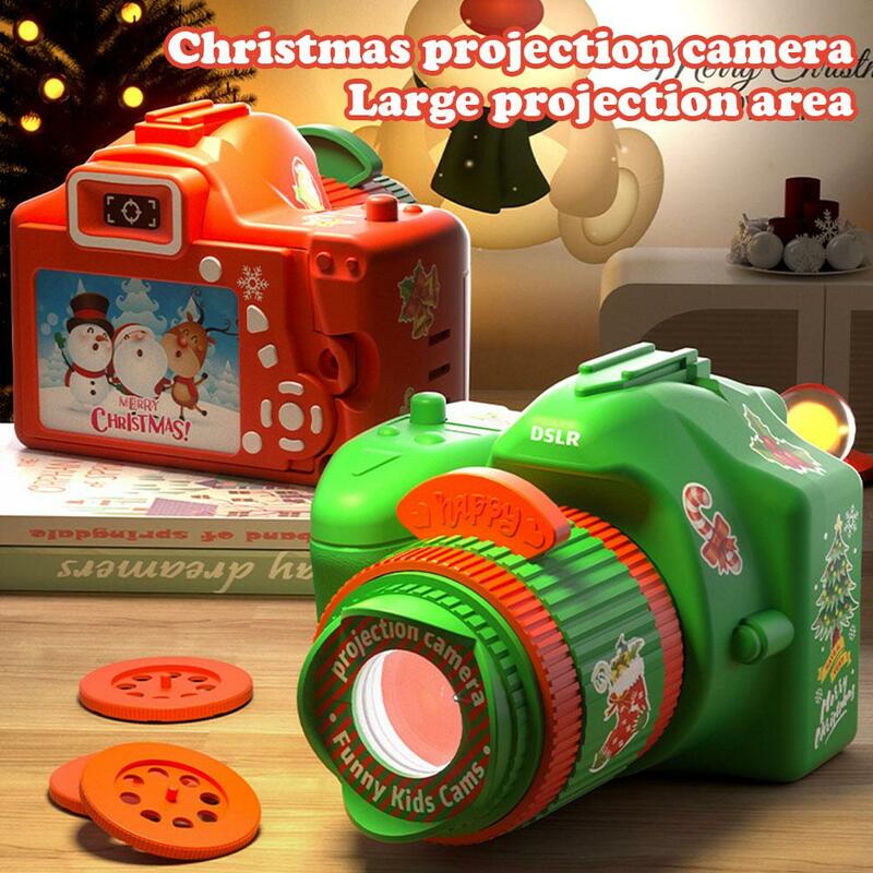 Kamera proyektor Natal, proyeksi kartun anak pola Santa Claus, hadiah Natal