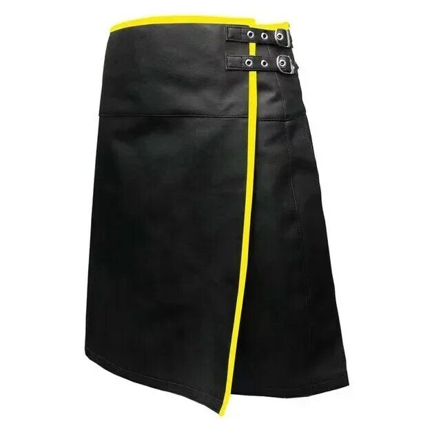 Falda plisada de gladiador para hombre, pantalones cortos informales de cuero PU, punk, Carnaval, falda escocesa
