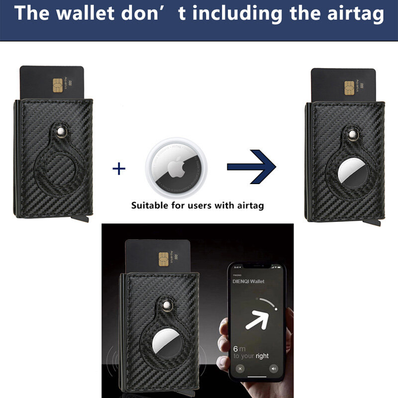 Włókno węglowe do portfela Apple Airtag męski identyfikator firmy posiadacz karty kredytowej Rfid Slim Anti Protect Airtag portmonetka Dropship