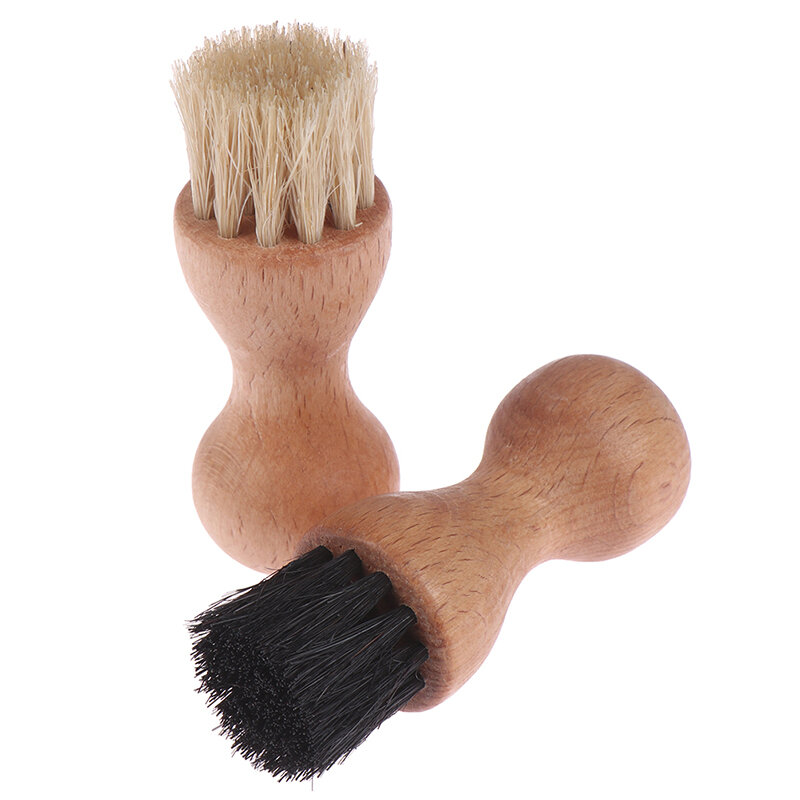 Portable Boot Mini Hog Bristle Brushes Leather Shoes Supplies Buffing Brush Wood Handle Cleaning Tool Shoes Brush 1PC