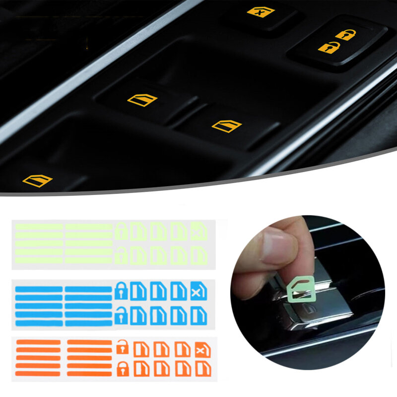 Botão da janela do carro luminoso adesivo interruptor levantador noite brilhante botão fluorescente decalques carros interior adesivos acessórios de automóveis