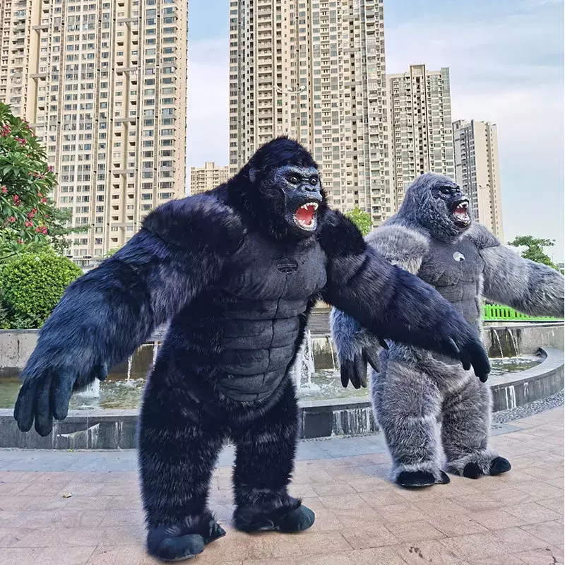 Traje inflável do mascote do personagem do gorila king kong, vestido extravagante da cerimônia publicitária, carnaval animal do partido, 260cm, lagre