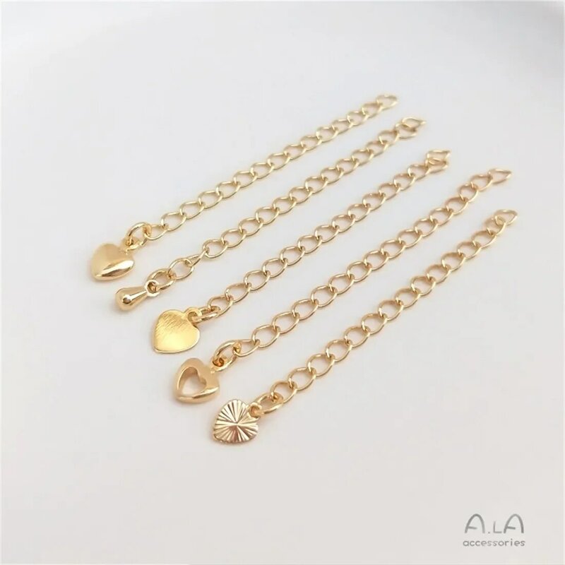 14 Karat Gold Schwanz kette Wasser tropfen herzförmige verlängerte Kette hand gefertigte DIY Armband Halskette verlängerte Kette Zubehör b778