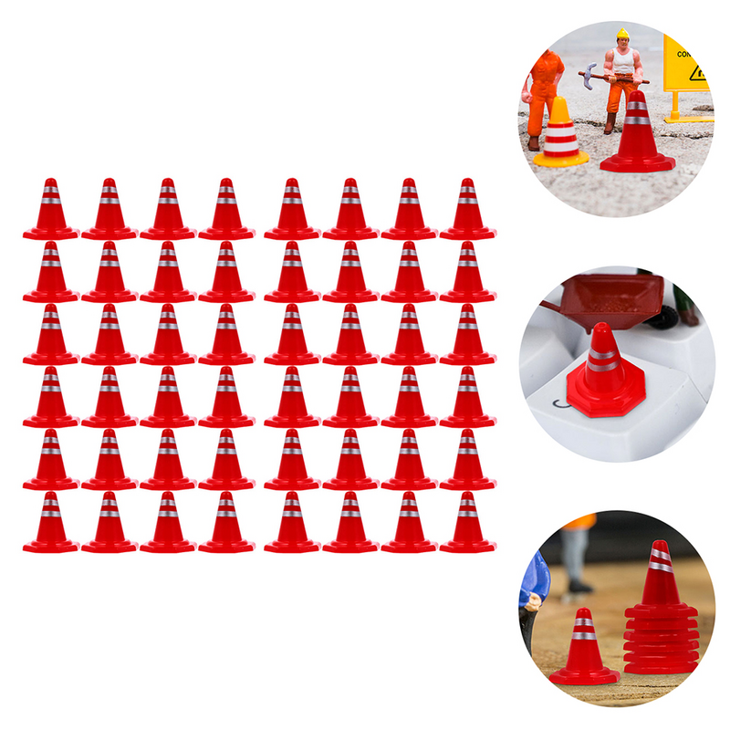 60Pcs Miniature Small Road Cones Signs Learning Cones Toys Roadblock Small Road Cones Signs Learning Signs Road Parking Signs