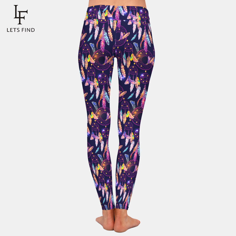 LETSFIND 2020 красивые эластичные брюки с рисунком Ловец снов, женские мягкие облегающие леггинсы с высокой талией для фитнеса