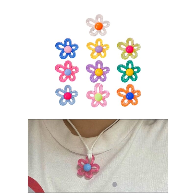 Colorful Hollow Irregular Flower Charm Necklace Pendant Bracelet Jewelry Making Handmade Crafts Diy Supplies 31x29mm For Women