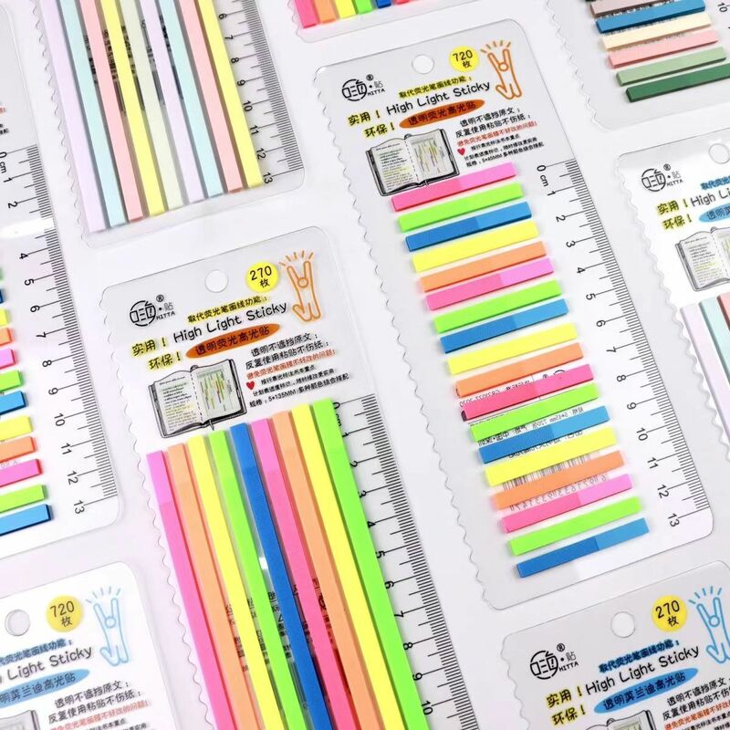 270/720 Vellen/Pc Stickers Transparante Fluorescerende Index Tabs Vlaggen Plakbriefpapier Kinderen Geschenken School Kantoorbenodigdheden