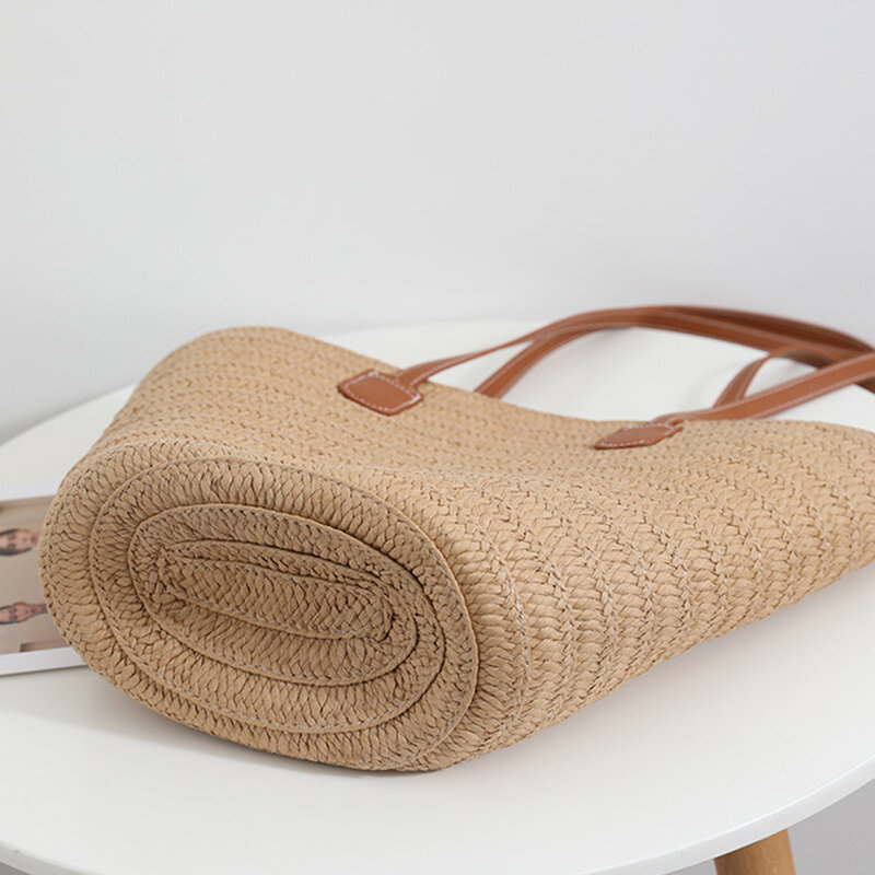 Повседневные плетеные пляжные соломенные сумки, роскошная дизайнерская женская сумка для покупок, сумка для отпуска, женская летняя вместительная сумка-тоут