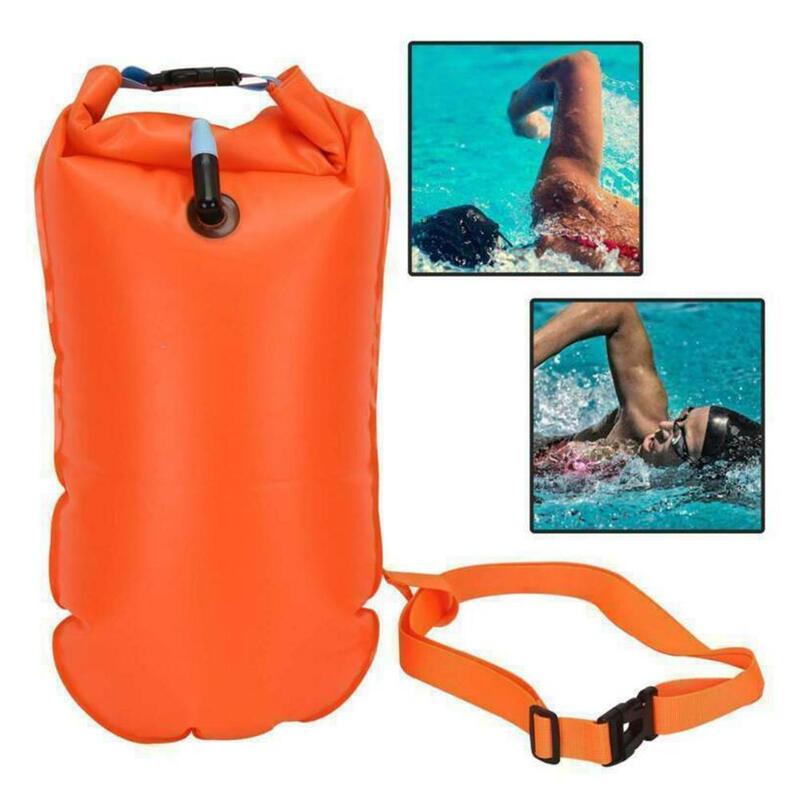 1 buah tiup terbuka berenang pelampung derek ringan berenang kantong udara penyimpanan Air olahraga berenang penyimpanan alat pelampung