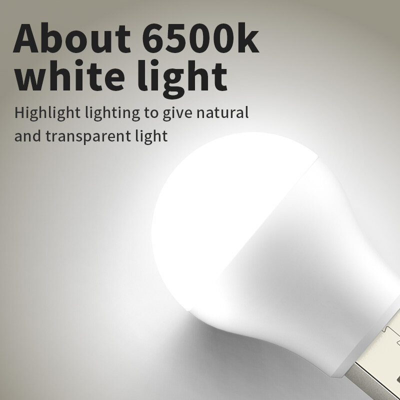 Mini lampe LED en forme d'ampoule pour voiture en PVC, lampe de lecture de camping intérieure et extérieure, prise ronde portable, lampe LED USB