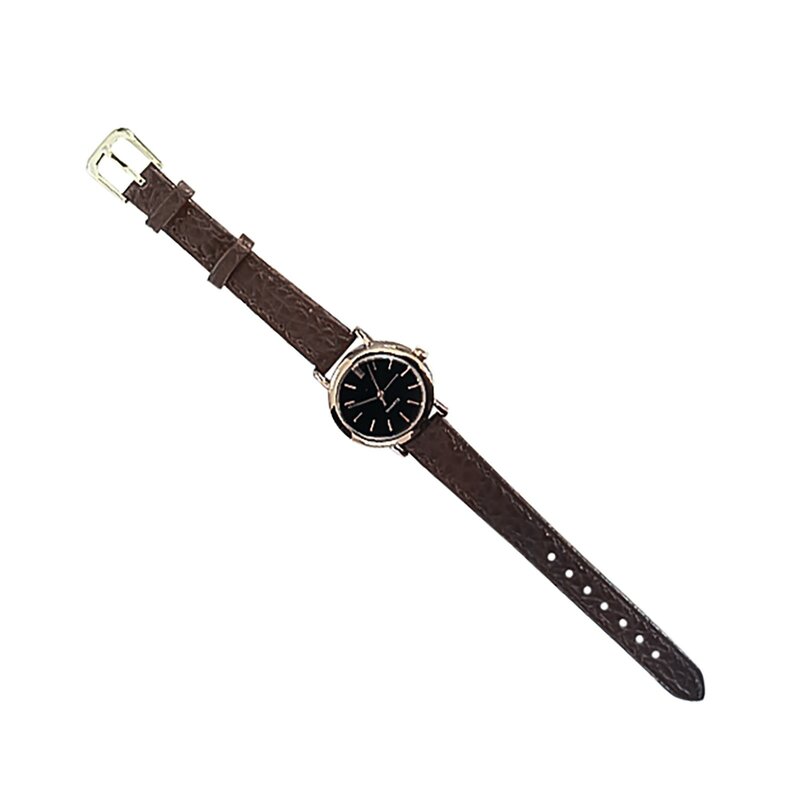 Jam tangan Analog Quartz tali kulit Dial Strap bundar jam tangan Quartz Aksesori jam tangan tali kulit Dial bulat