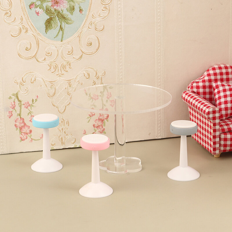 Antike Puppenhaus Acryl runden Tisch Stuhl Modell Puppenhaus Dessert Tisch Puppenhaus Miniatur Möbel Dekoration