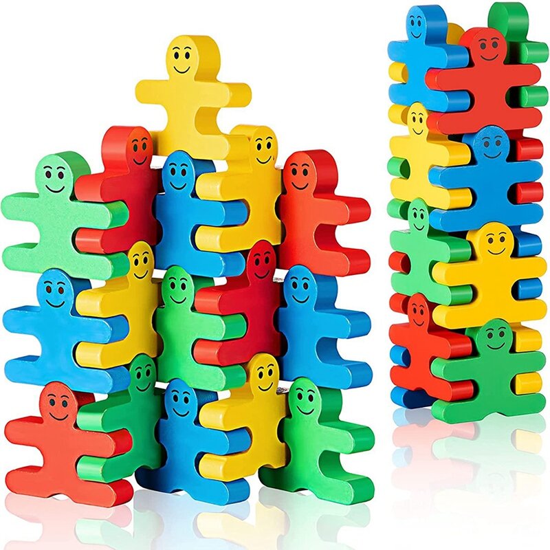 Wooden Balance Building Blocks Game for Kids, Brinquedos Empilháveis, Brinquedos de Desenvolvimento Educacional, 16 Pcs