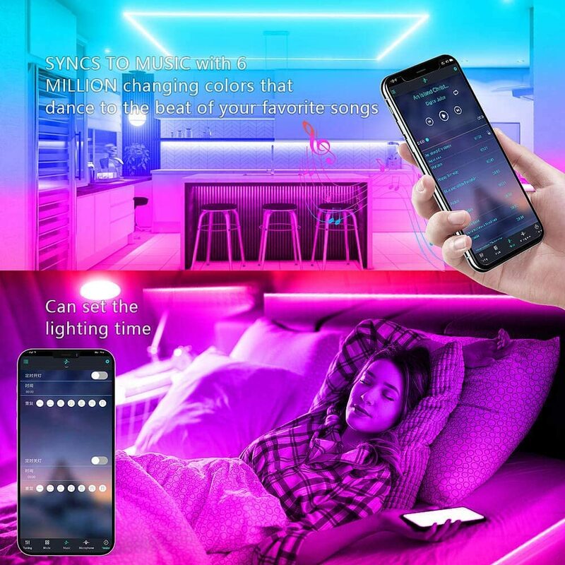 Bluetoothリモコン付きLEDライト,USB同期付きTVバックライト,寝室の装飾,smd3535,5v