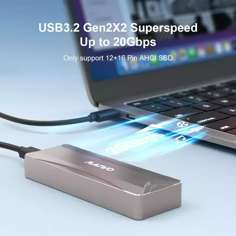 MAIWO 맥북 SSD 인클로저, 애플 플래시 SSD M.2 리더기, 맥북 프로 맥 프로와 호환 가능, 12 + 16 핀, USB3.2 GEN2 인클로저