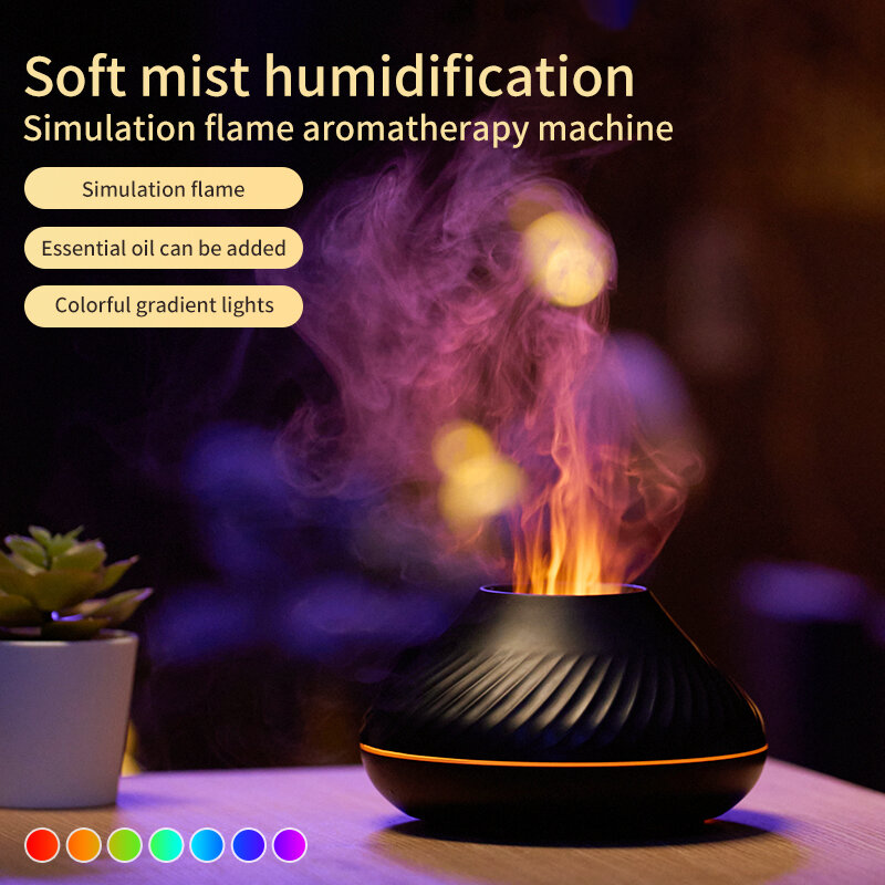 Tragbare kühle Nebel USB LED Raum H2O Feuer Flamme Luftbe feuchter Aroma ätherische Öl Diffusor Luft Mini Luftbe feuchter