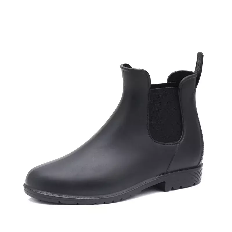 Men Rain Boots Fashion Chelsea Boots Man Black Casual Boots PVC Rubber Rain Shoes Waterproof Fishing Shoes Zapatillas De Hombre