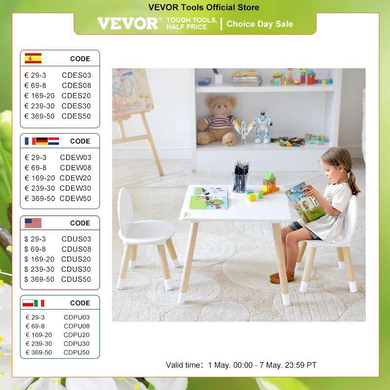 VEVOR 어린이 테이블 및 의자 2 개 세트, 유아 테이블 및 의자 세트, 미술 공예 독서 학습용 어린이 멀티 활동 테이블