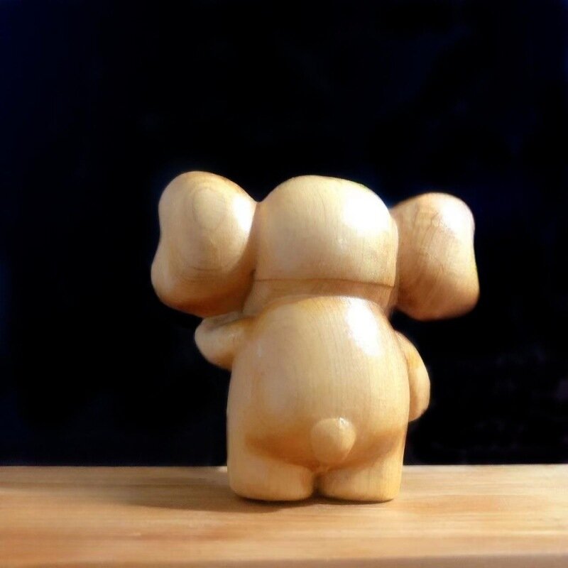 Miniature Sculptures Woodcarving Elephant Creative Cartoon Cute Gift For Children Handmade Auspicious Home Desktop Decoration