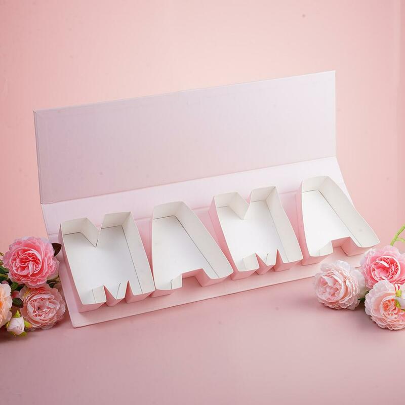 Mother's Day Flower Box Empty Fillable Packaging Box MOM Letters Shape Cardboard Gift Box Roses Surprise Carton Gift Box