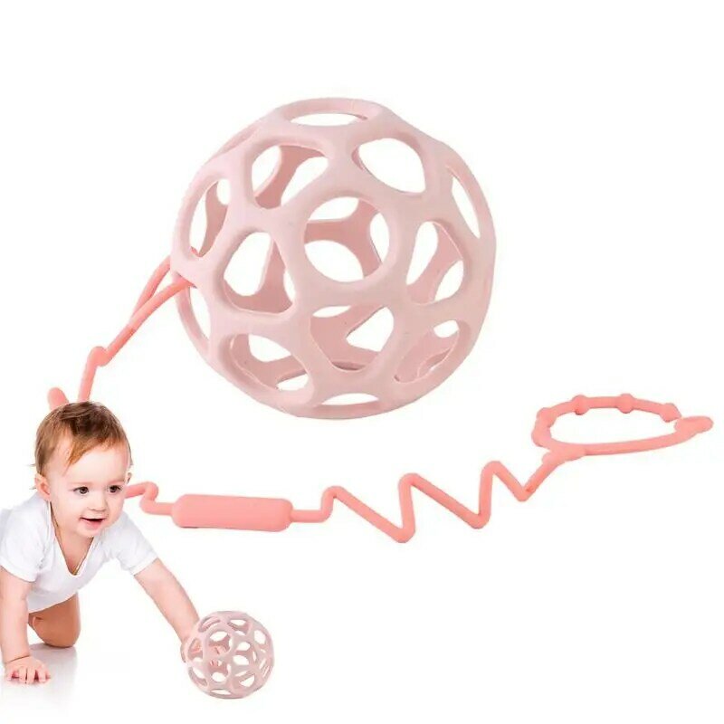 아기용 달 회전 딸랑이 공 잡기 활동, 아기 발달 장난감, 실리콘 치발기, 아기용 감각 장난감