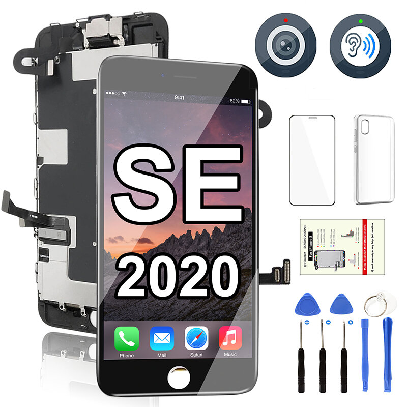 For iPhone SE 2 2020 LCD Screen Full Set Display Complete Assembly Replacement Touch Digitizer+Camera+Earpiece A2275 A2298 A2296