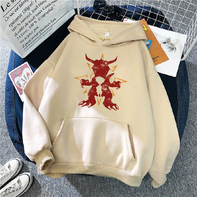 Digimon-Sudadera con capucha para mujer, suéter con estampado de anime, y2k
