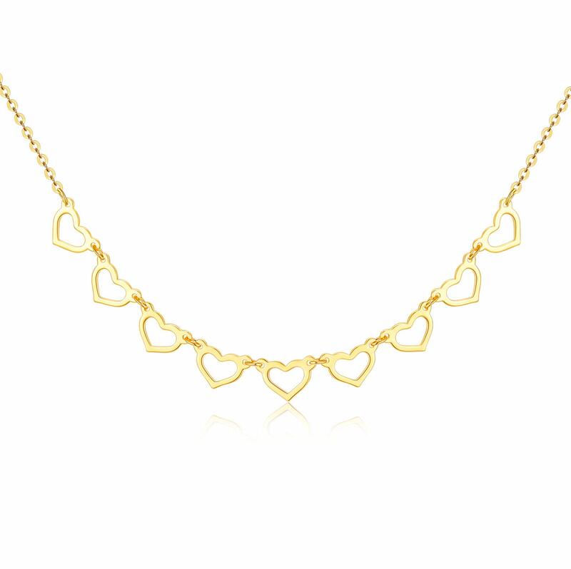 YFN 18k Gold Herz Staton Halskette für Frauen Reales Gold Kette und Liebe Schmuck Geschenke für Frau Geschenk für ihre
