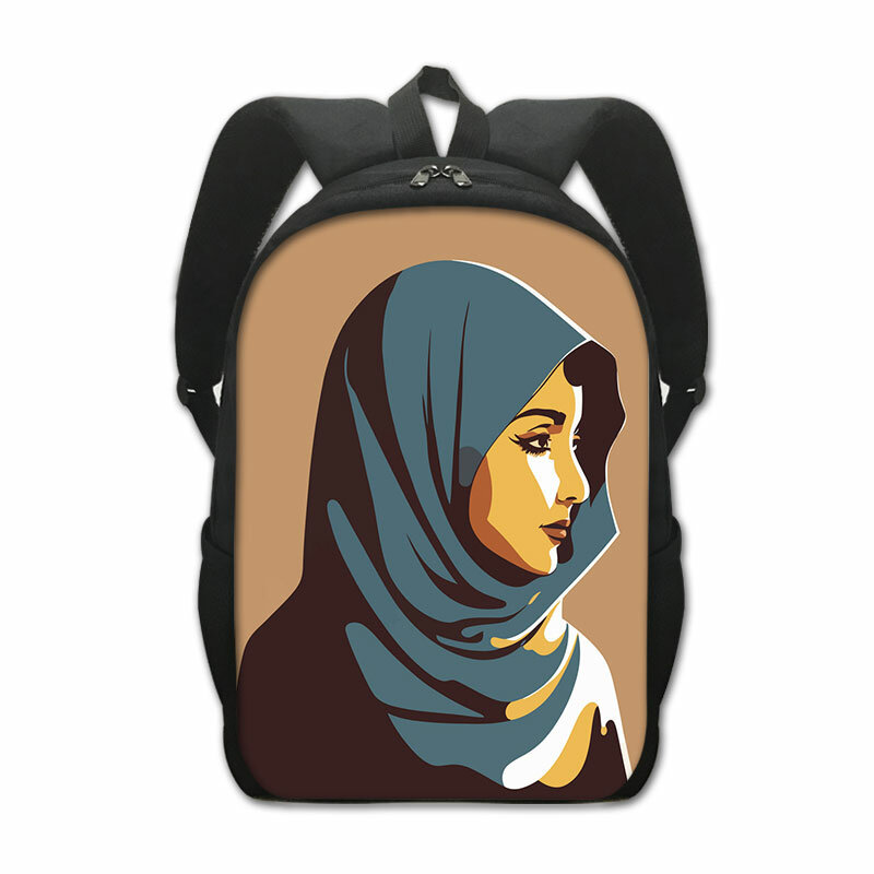 Muslim Islamic Gril Eyes Print Backpack Women Men Flower Hijab Face Schoolbags for Student Bookbag Laptop Daypack Rucksacks Gift